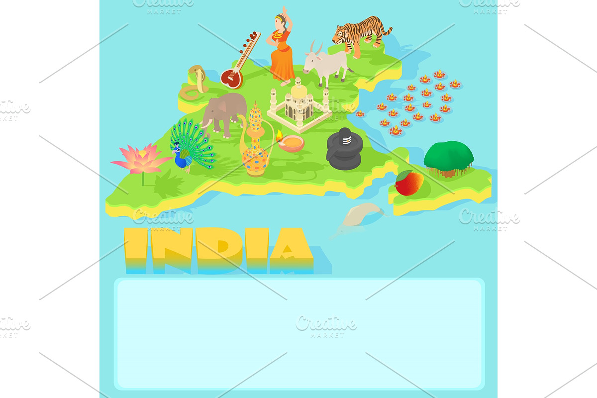 India map, cartoon style in Illustrations - product preview 8