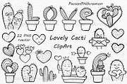 Doodle lovely cacti clipart