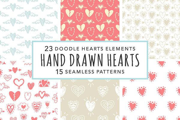 Hand drawn Heart Cliparts & Patterns