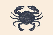 Crab, silhouette. Vintage logo
