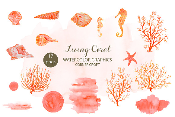 Watercolor Clipart Living Coral in Illustrations - product preview 2