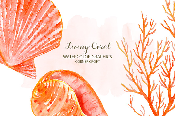 Watercolor Clipart Living Coral in Illustrations - product preview 8