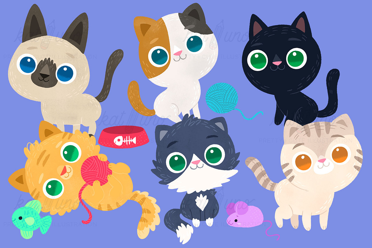 Cute Party Cats Clip Art Set in Illustrations - product preview 8