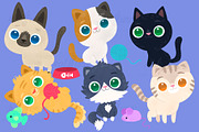 Cute Party Cats Clip Art Set