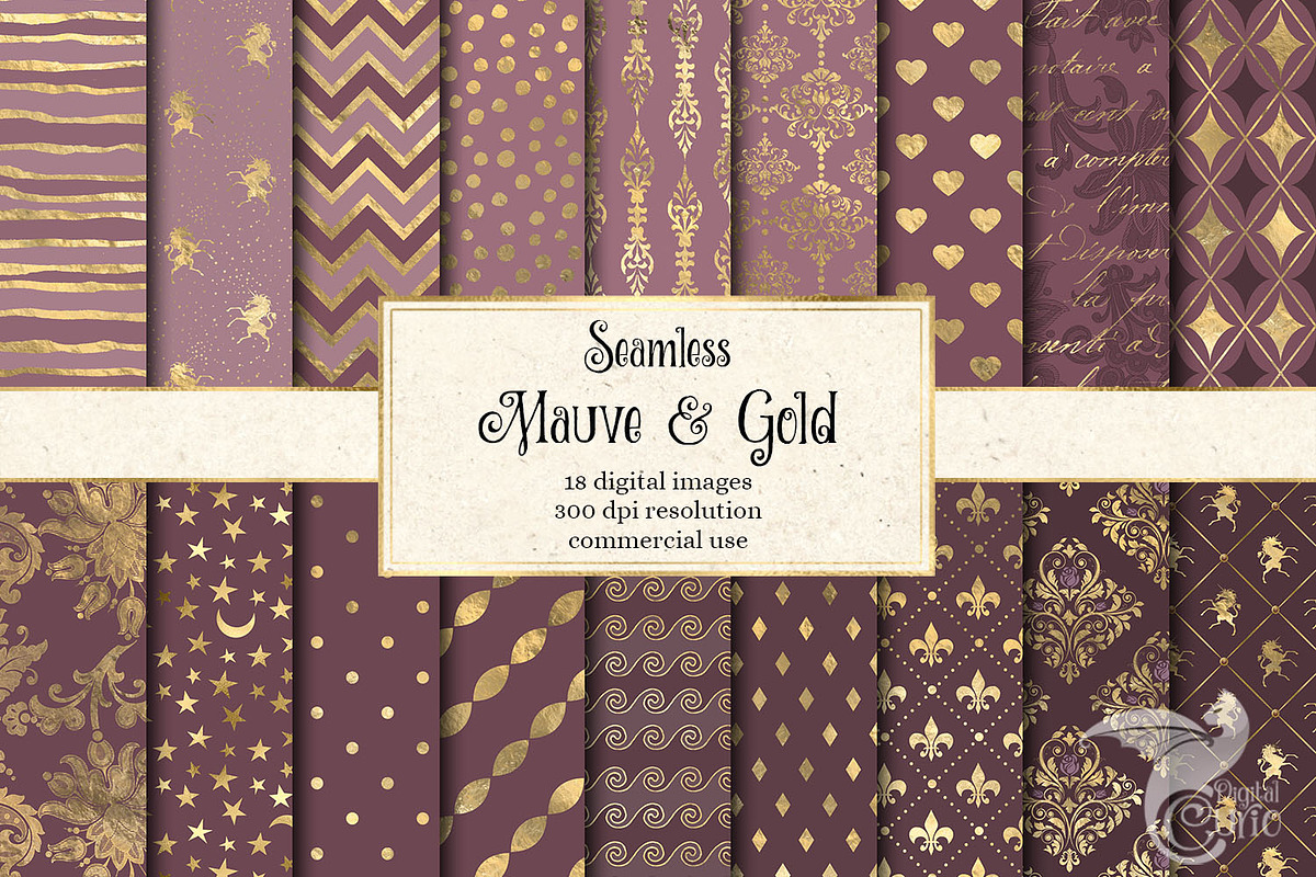 Mauve & Gold Digital Paper in Patterns - product preview 8