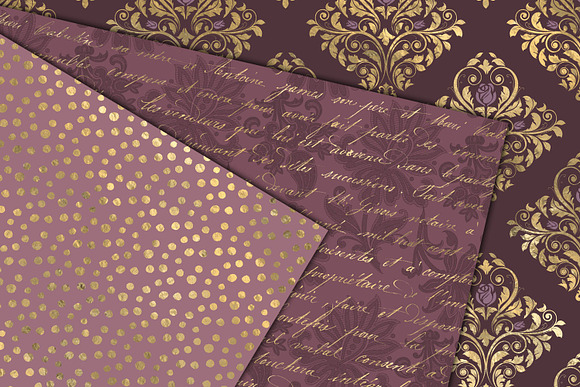 Mauve & Gold Digital Paper in Patterns - product preview 1