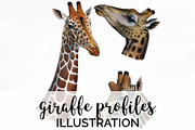 Giraffe Profile Vintage Watercolor