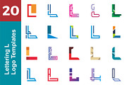 20 Logo Lettering L Template Bundle