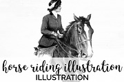 Horse Riding Illustration Vintage