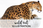Wild Cat Vintage Watercolor