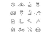Travel icons set, outline style