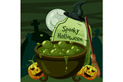 Halloween spooky cauldron concept