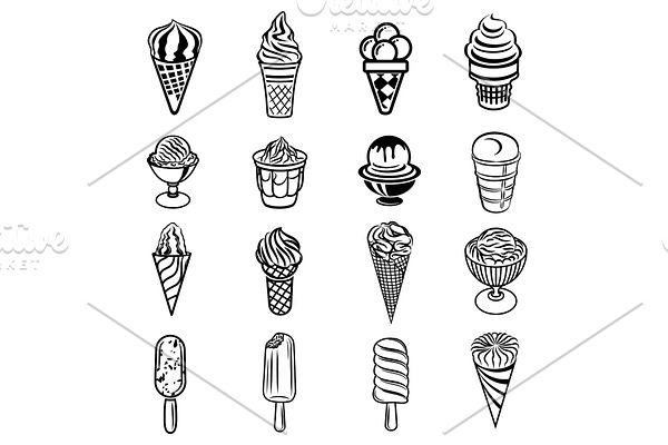 Ice cream icons set, simple style