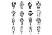 Ice cream icons set, simple style