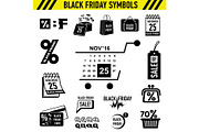 Black Friday Sales icons set, simple