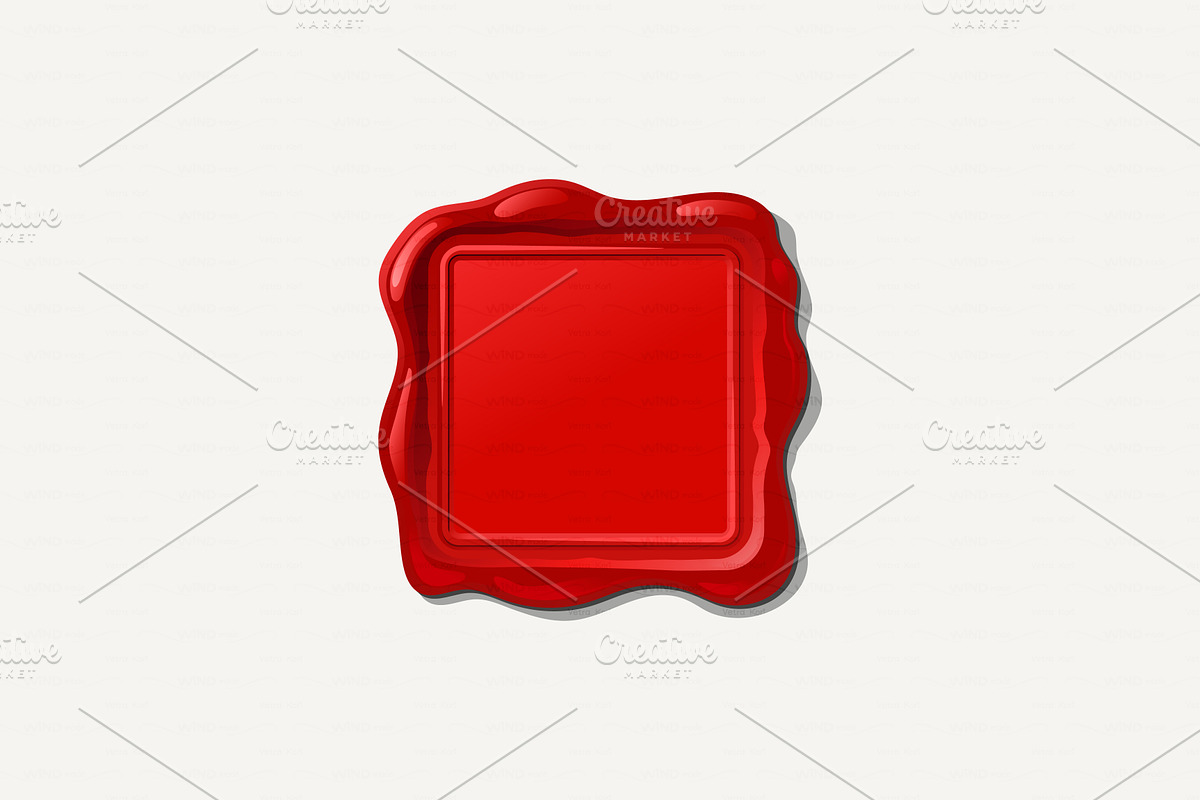 vector wax seal wax stamp red in Objects - product preview 8