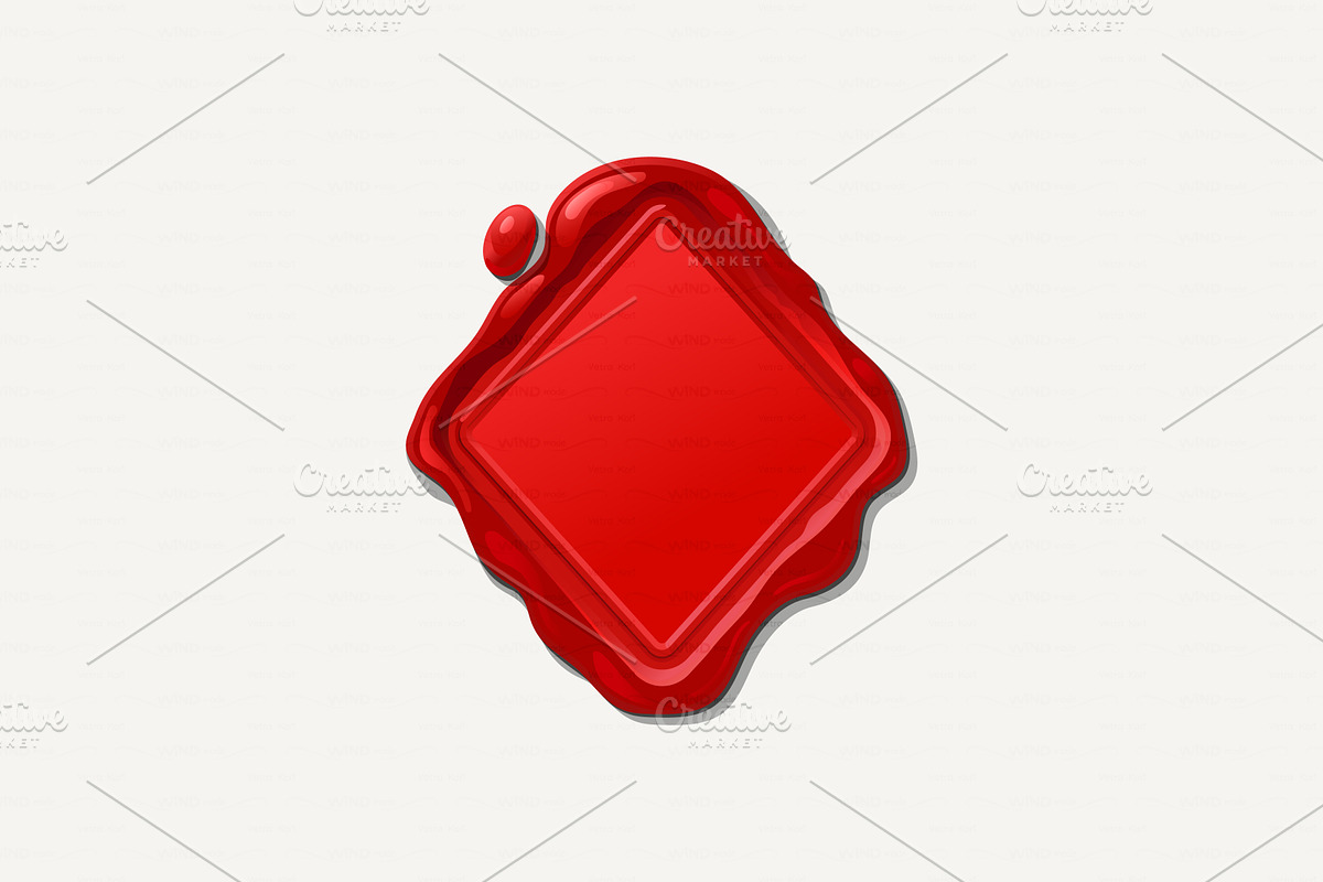 vector wax seal wax stamp red in Objects - product preview 8