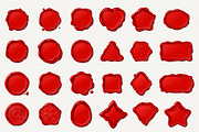 vector wax seal wax stamp red Set