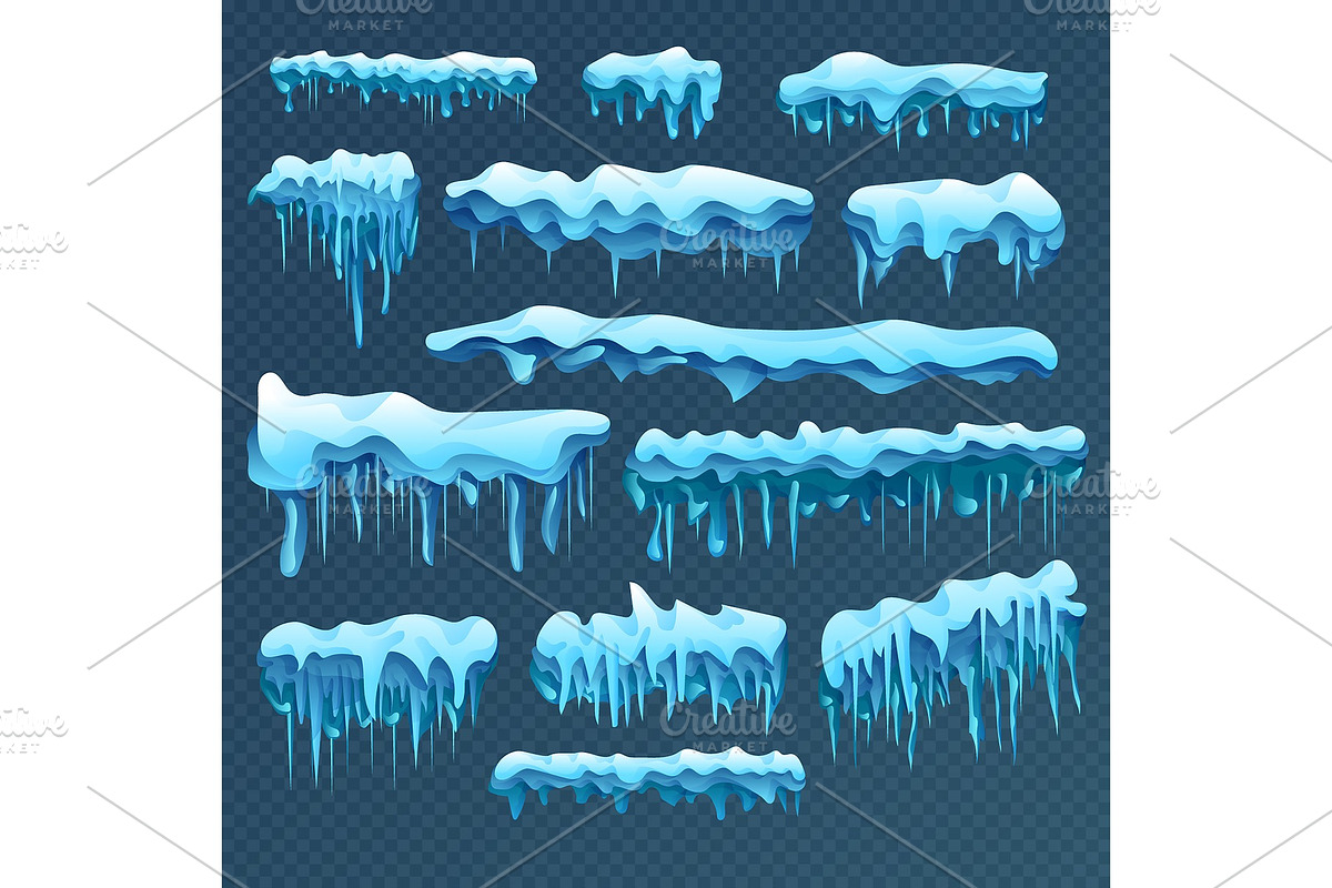 Set of blue sharp icicles  in Illustrations - product preview 8