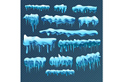 Set of blue sharp icicles 