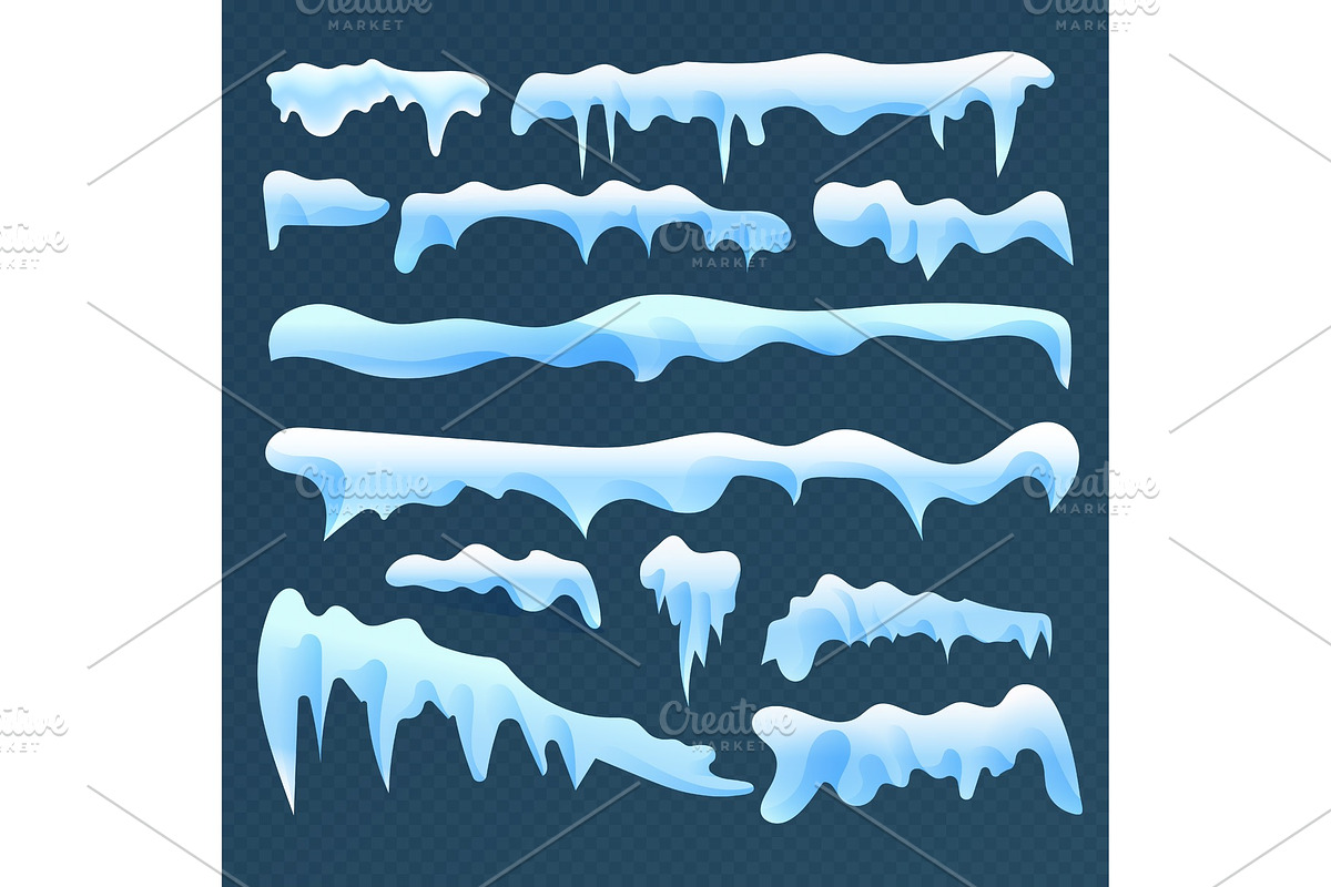 Collection of blue and white icicles in Illustrations - product preview 8