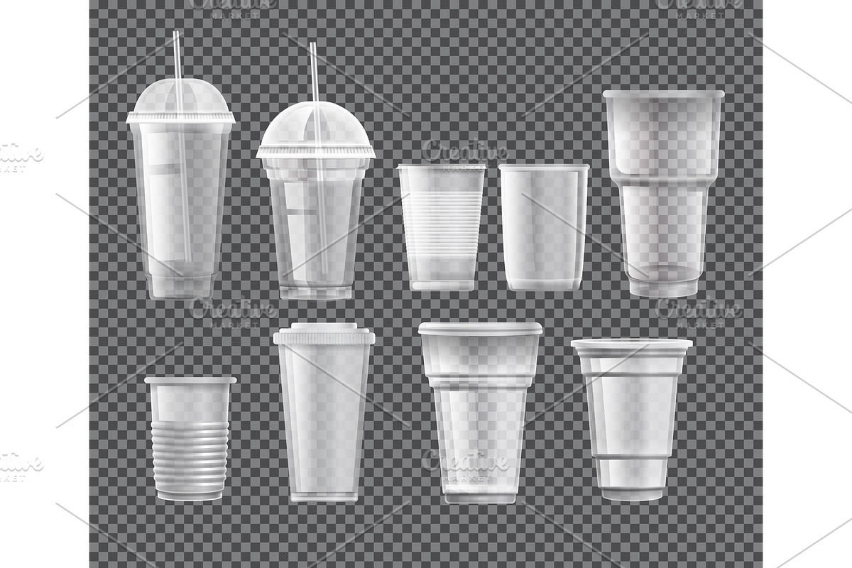 Collection of plastic cups in Illustrations - product preview 8