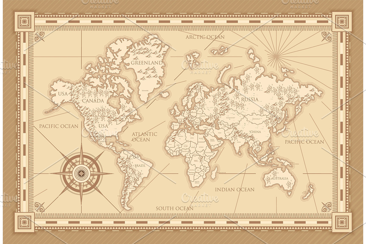 Vintage worldwide map design in Illustrations - product preview 8