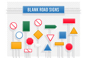Collection of blank road signs
