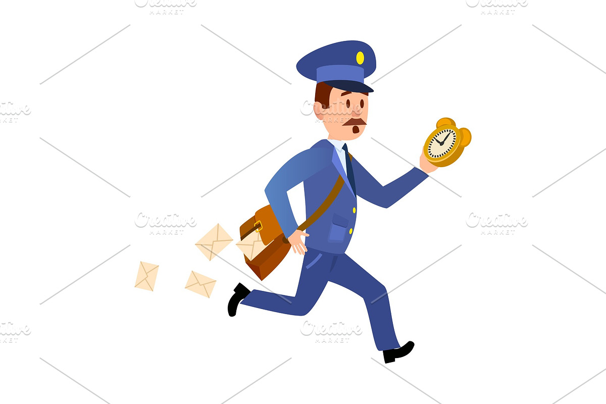 Running Mailman Hurries to Deliver in Illustrations - product preview 8