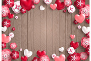 Valentine card, brown wood