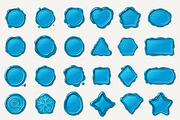 vector wax seal wax stamp blue Set