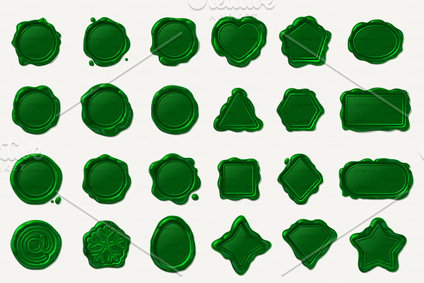 vector wax seal waxstamp Green Set