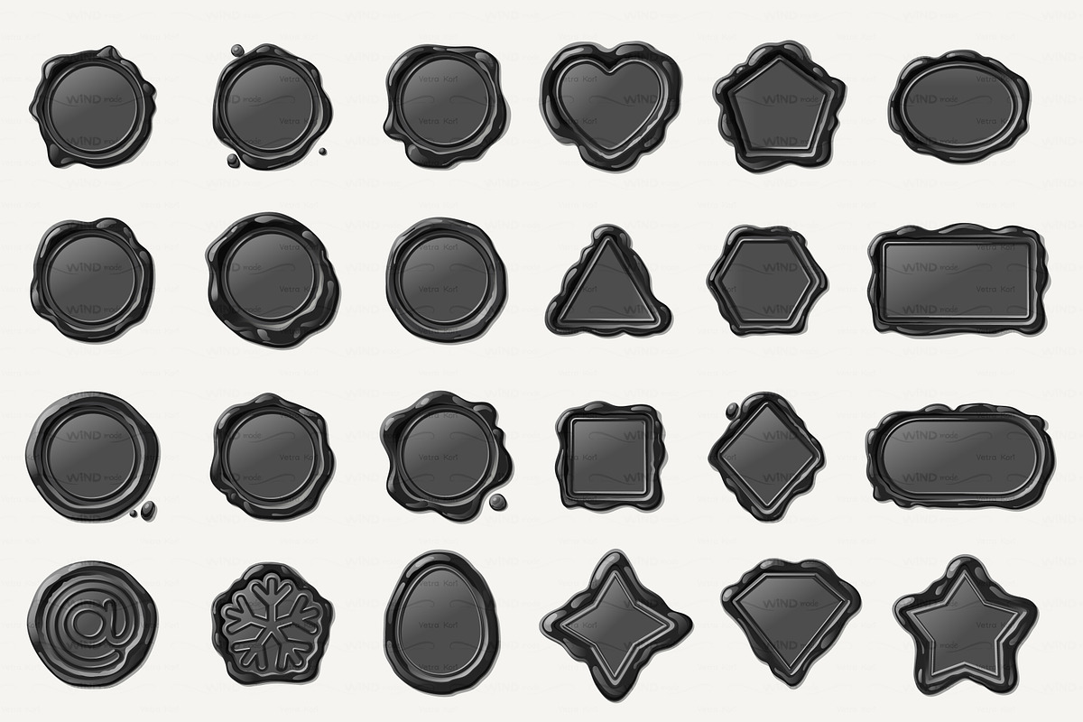 vector wax seal wax stamp Gray Set in Objects - product preview 8