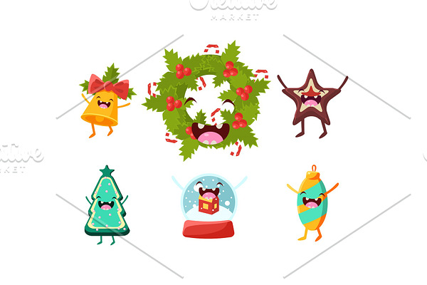 Cute Christmas cartoon characters