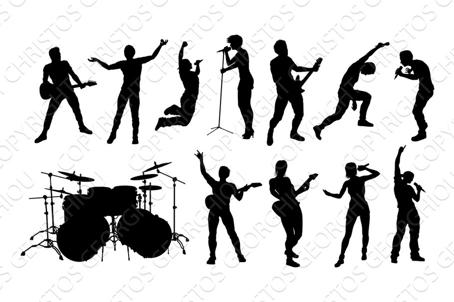 Rock or Pop Band Musicians in Illustrations - product preview 8