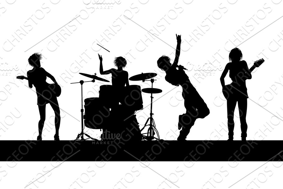 Female Music Band Concert in Illustrations - product preview 8