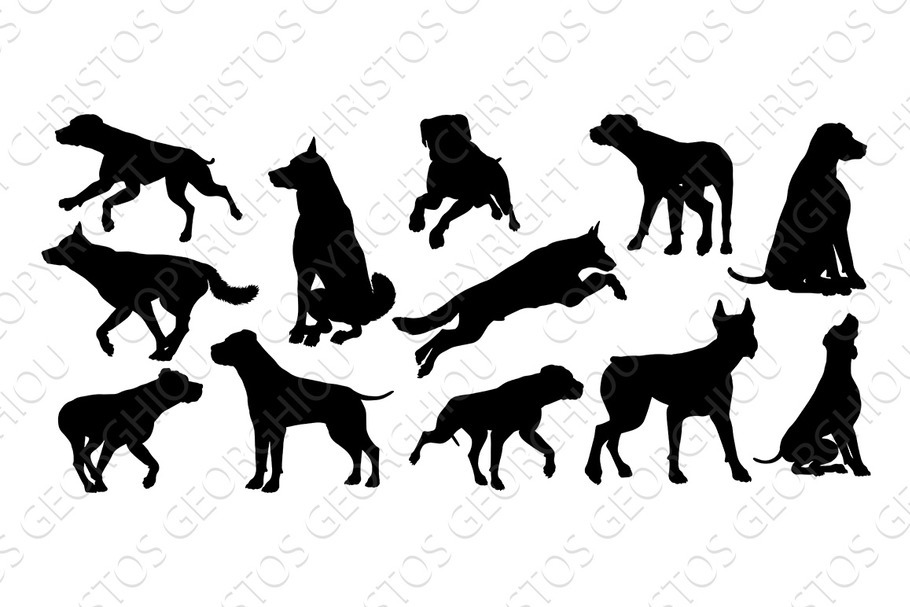 Dog Silhouettes Animal Set