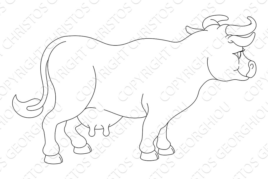 Cow Animal Cartoon Character in Illustrations - product preview 8