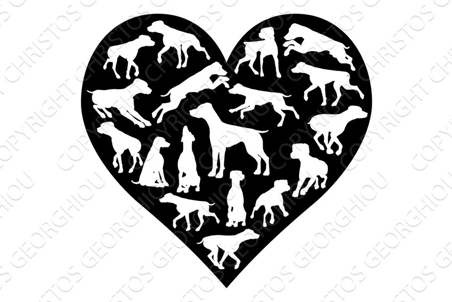 Pointer Dog Heart Silhouette Concept in Illustrations - product preview 8