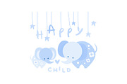 Happy child, cute kids poster with