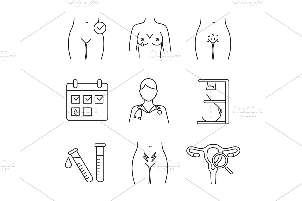 Gynecology linear icons set in Icons - product preview 8