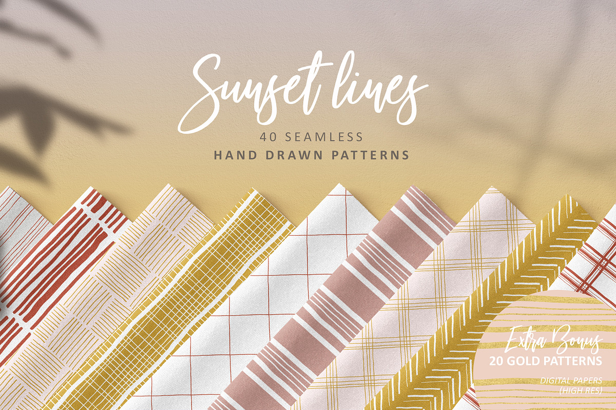 Sunset Lines Hand Drawn Patterns in Patterns - product preview 8