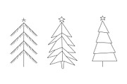 Christmas trees set, hand drawn