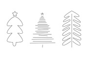 Christmas trees set, hand drawn