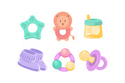 Newborn and baby care icons set