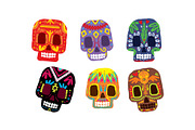 Mexican sugar skulls set, Day of