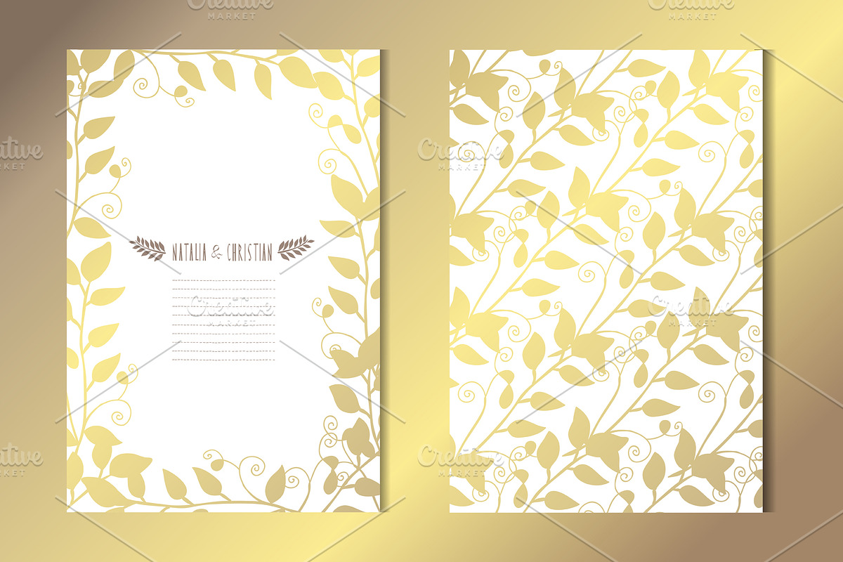 Golden Floral Card Template in Postcard Templates - product preview 8