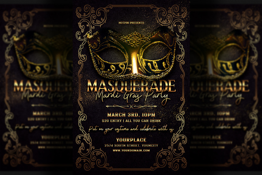 Masquerade Mardi Gras Party Flyer