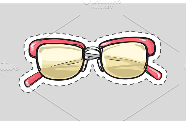 Classic Glasses Icon Patch Isolated