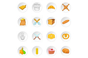 Bakery icons set, cartoon style